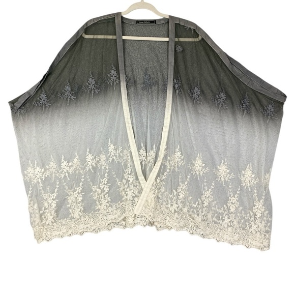 Love Stitch lace cardigan duster open front ombre cream and olive western boho - Picture 1 of 11